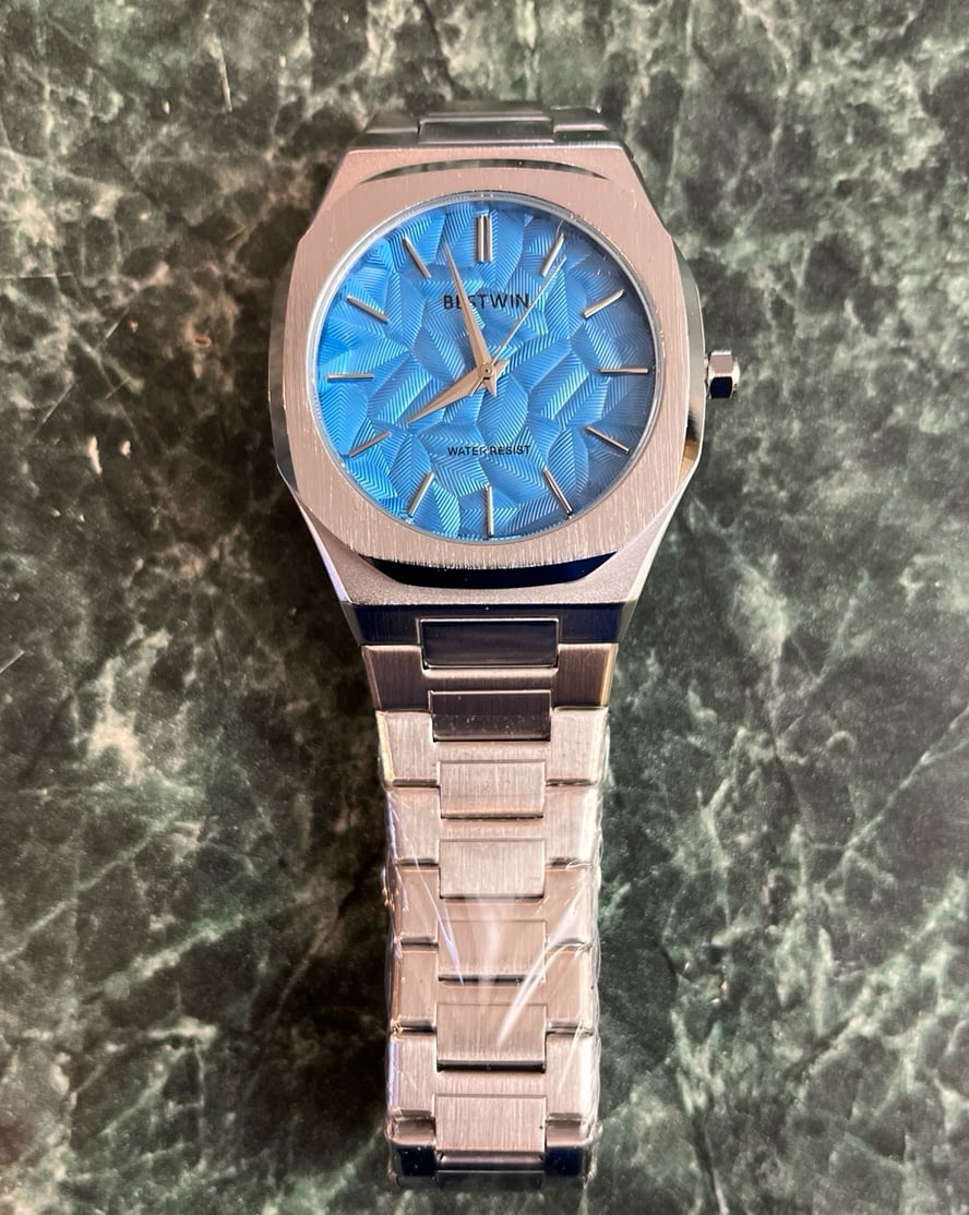 Men’s Silver Stainless Steel watch blue face