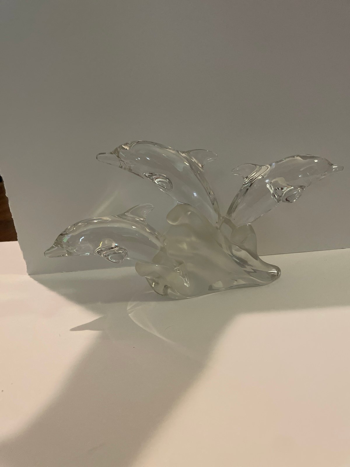 Lenox glass crystal dolphin trio