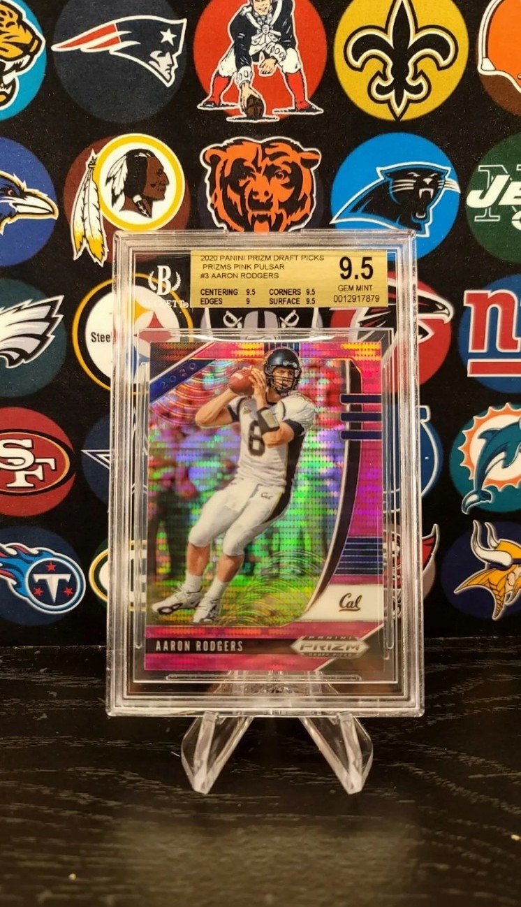 2020 Panini Prizm Draft Picks Aaron Rodgers Pink Pulsar Packers BGS 9.5 GEM MINT