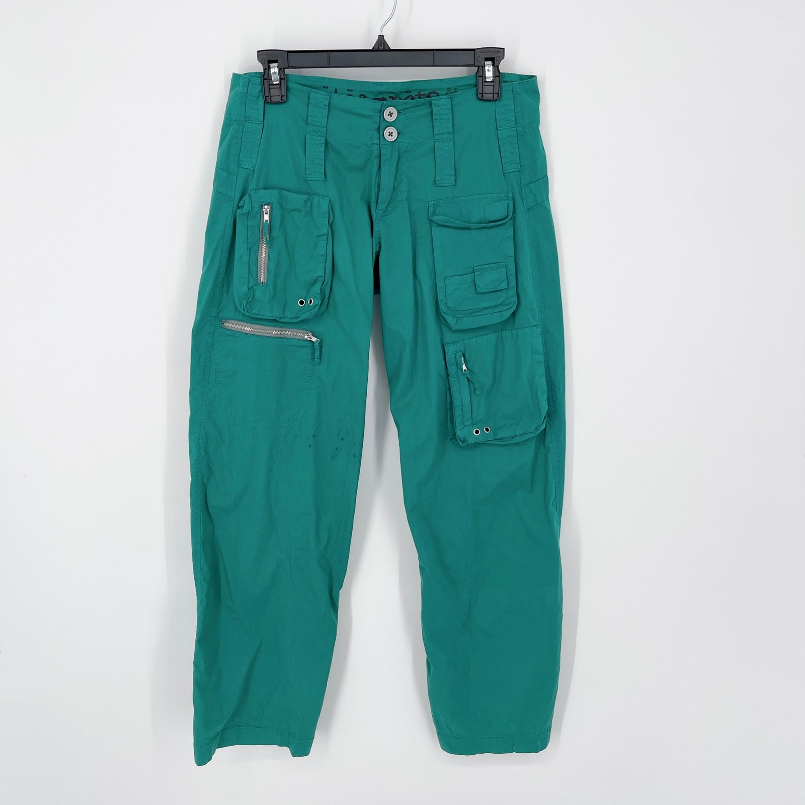 Pete & Greta By Johnny Was Cargo Pants NEW *SPOTS* Sz 0 Cotton Blend Y2k Green