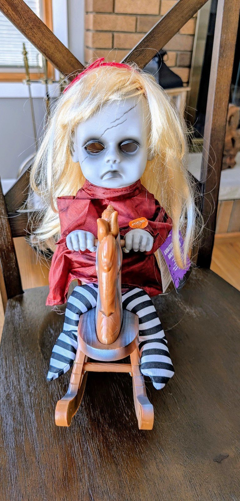 Spooky Halloween 14 Tall Doll on Rocking Horse