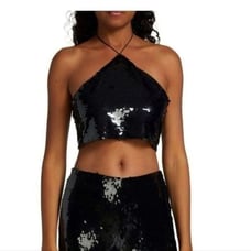 House of Harlow 1960 Black Sequin Halter Top Size Medium