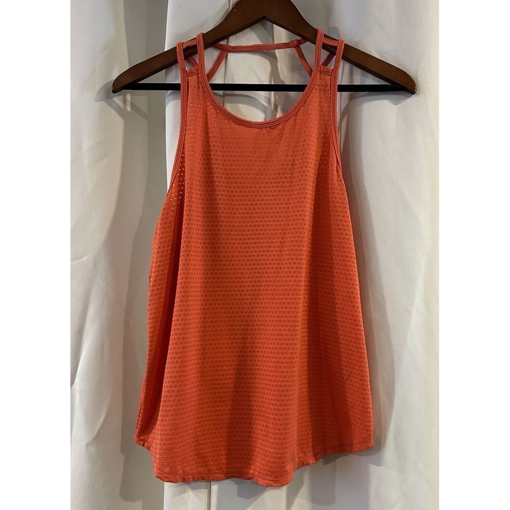 ATHLETA Womens Top Medium Orange Pullover Tank Mesh Chi Racerback Athletic Gym