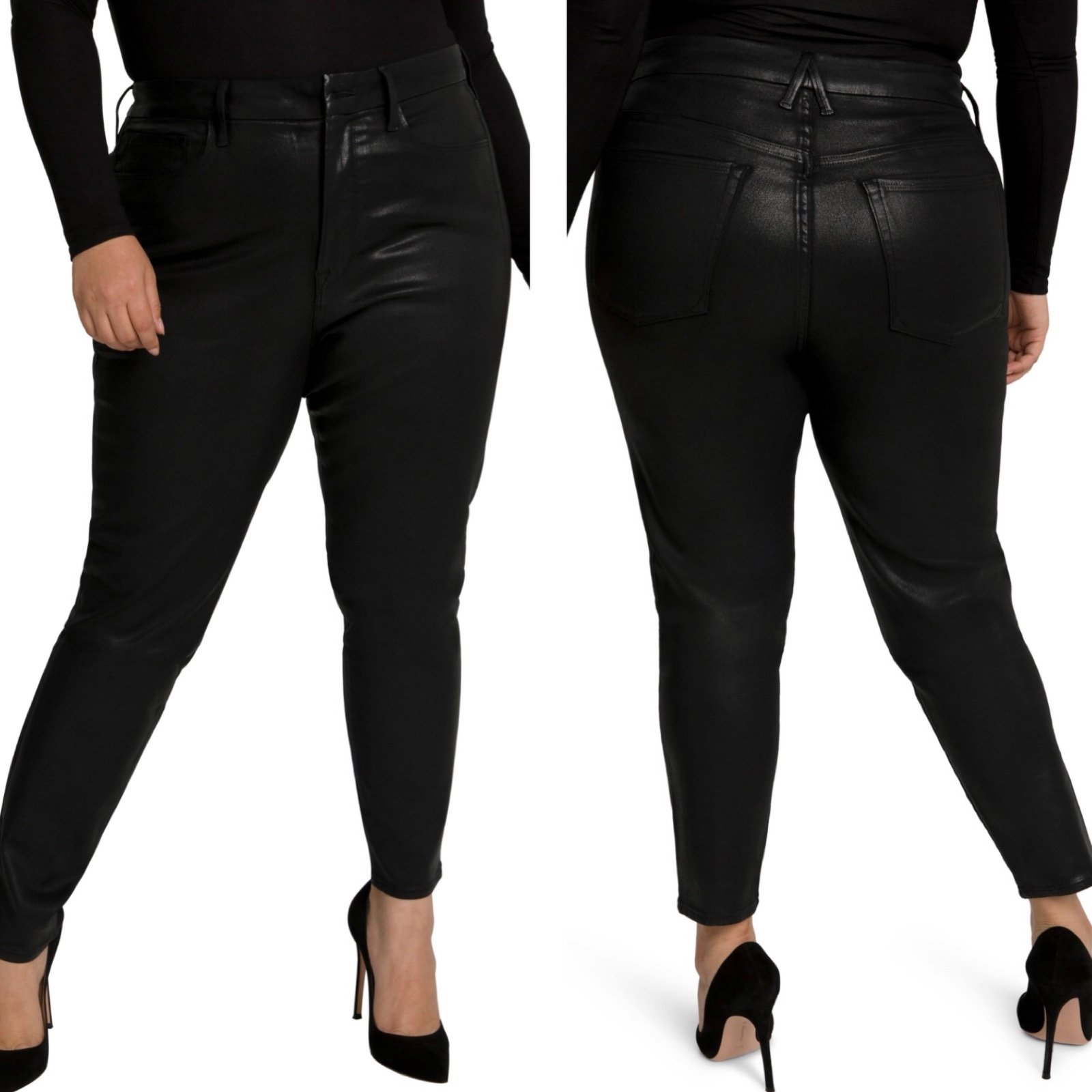 Good American Good Legs Black Coated Skinny Sculpting Jean Size 18