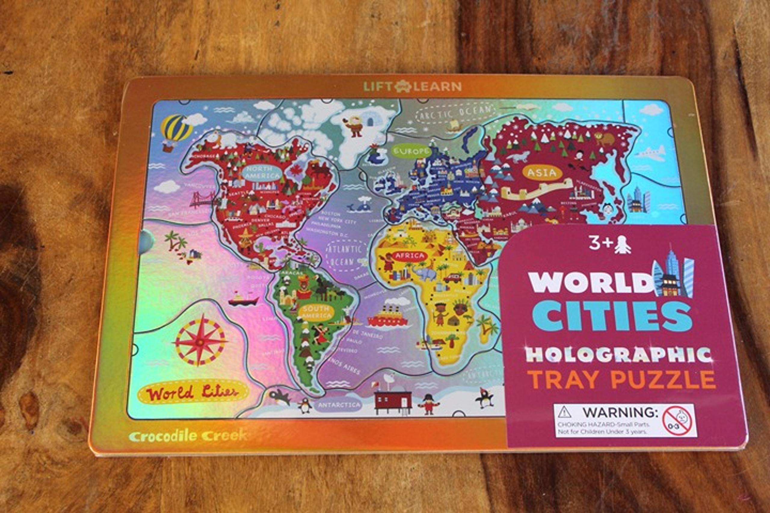 Crocodile Creek LIFT & LEARN  World Cities 18 Piece HOLOGRAPHIC TRAY Puzzles NEW