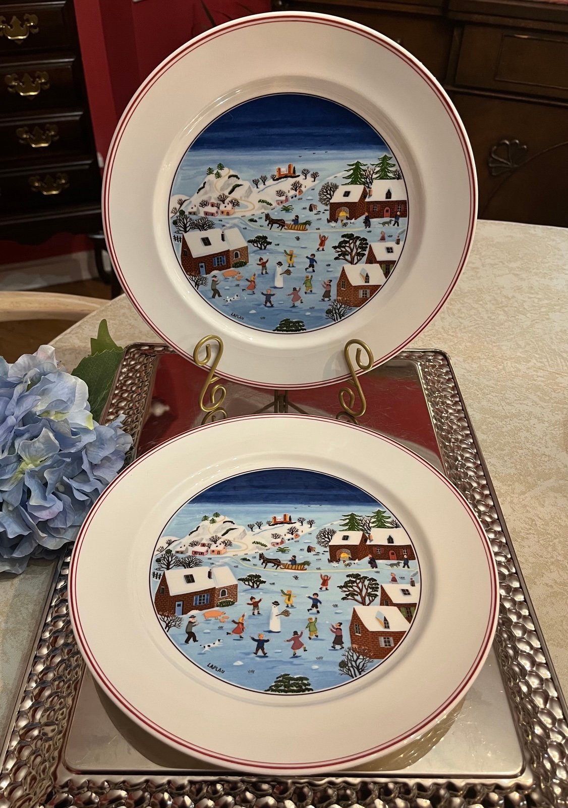 2 Sets of 2 Villeroy & Boch Naïf Christmas Dinner Plates 10.25” Luxembourg