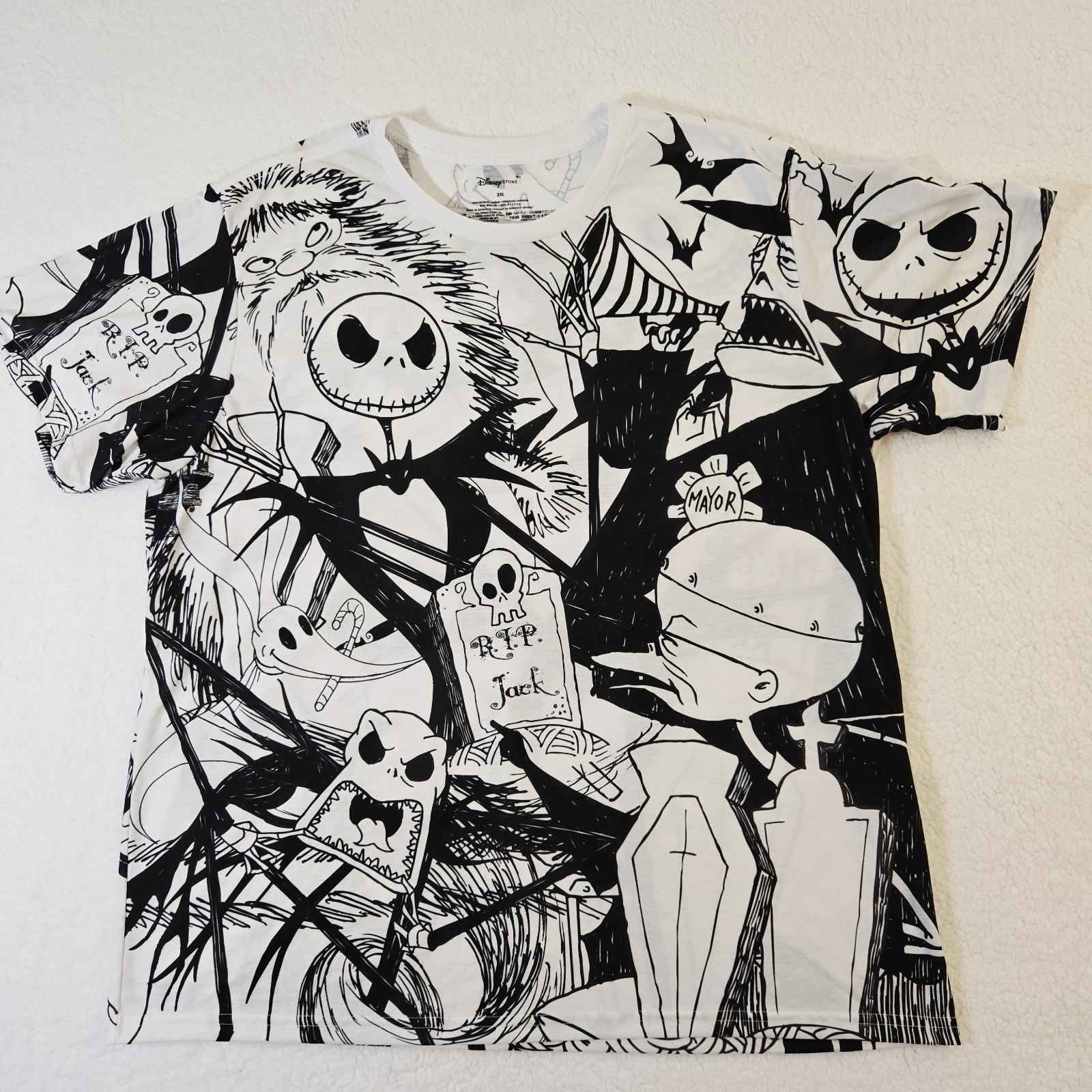 Disney Tokyo Nightmare Before Christmas All Over Print AOP Shirt Men's Size XXL