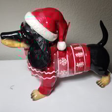 Blue Sky Dachshund Holiday Christmas Cookie Jar