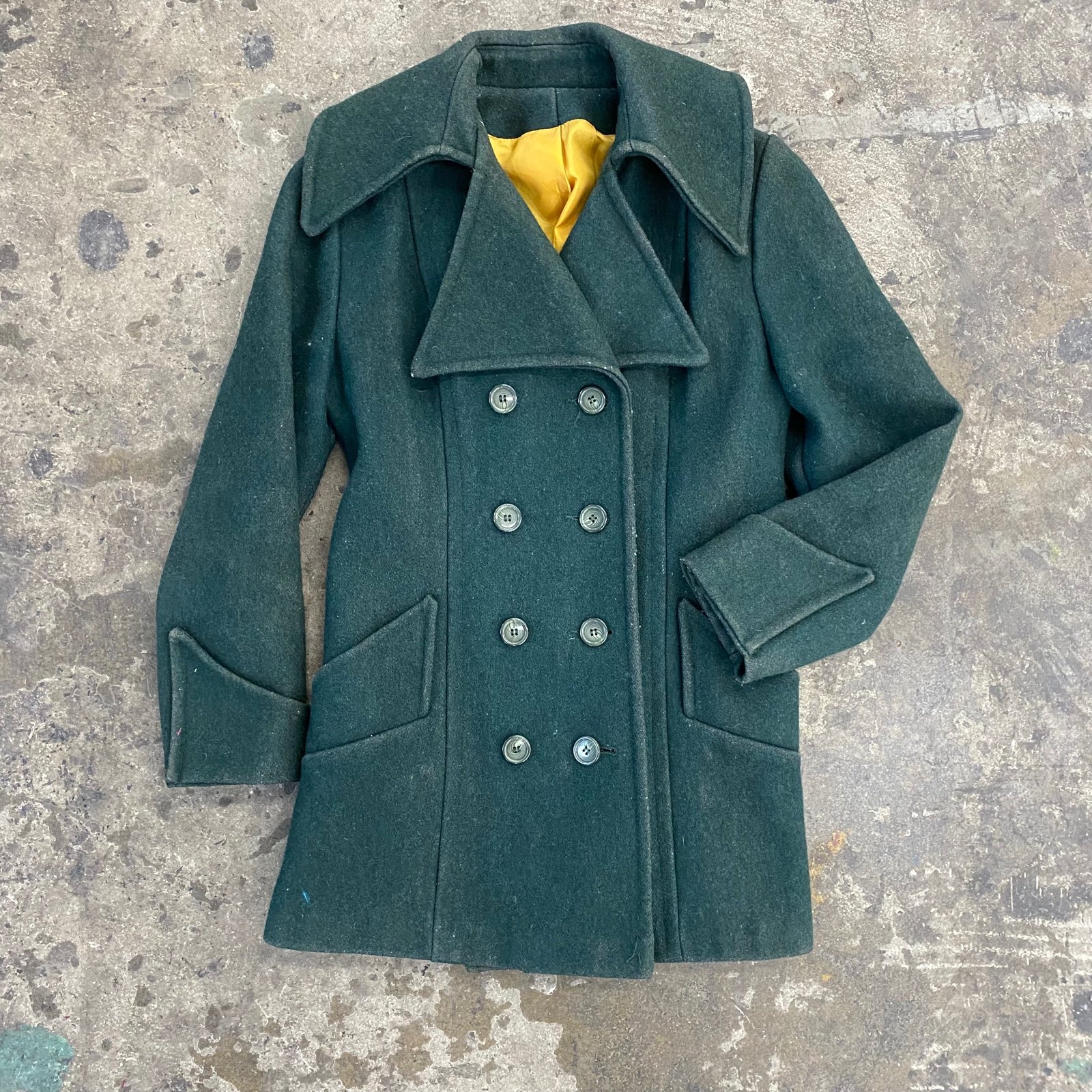 Antique French Wool Double Breasted Coat Womens M/L