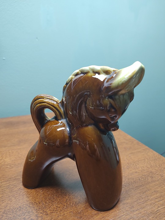 Vintage Pottery Horse Figurine Drip Glaze Haeger ? MCM Art Deco 6 x 5