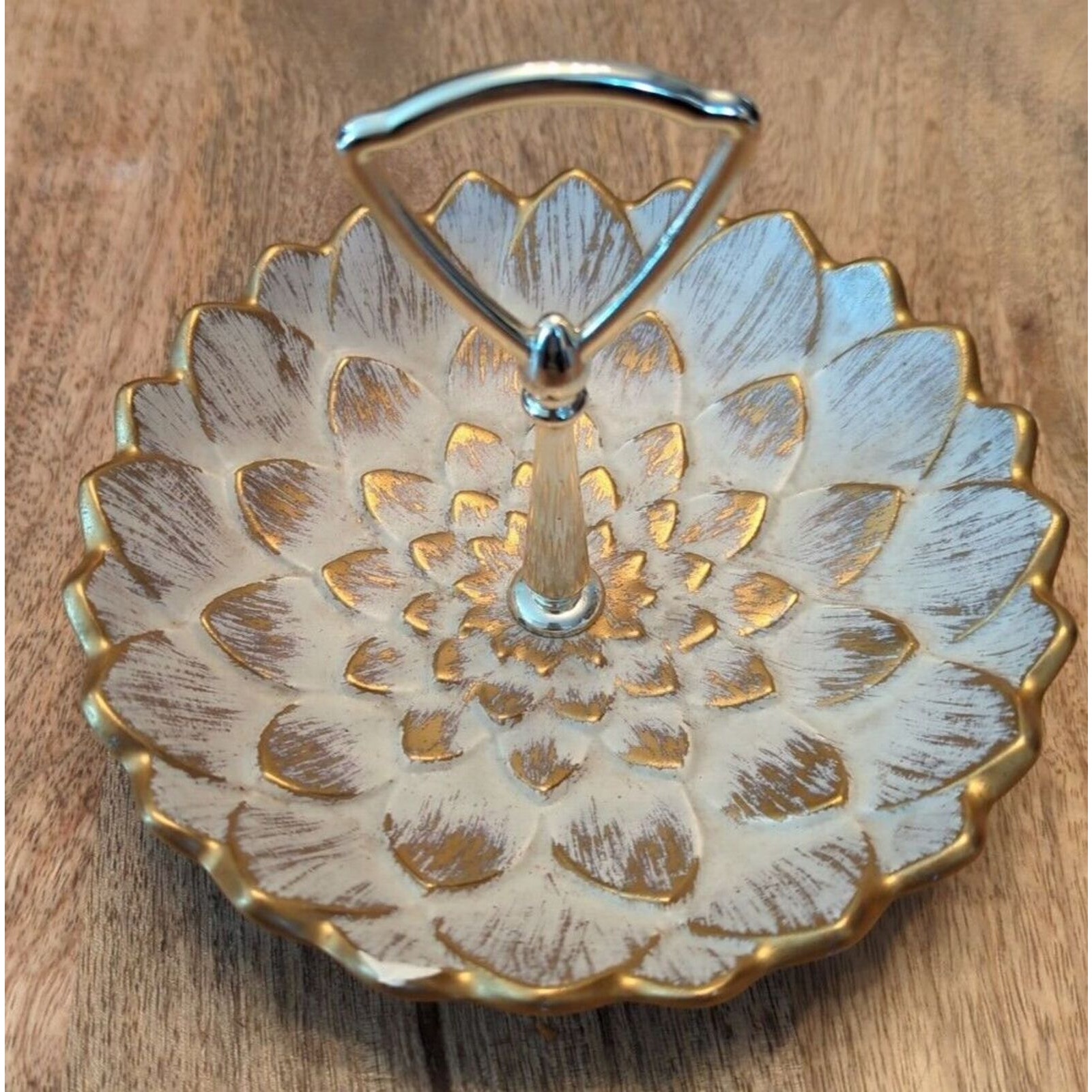 Royal Haegar Pottery Gold Tweed Candy Trinket Dish 18K Vintage 879-H USA.