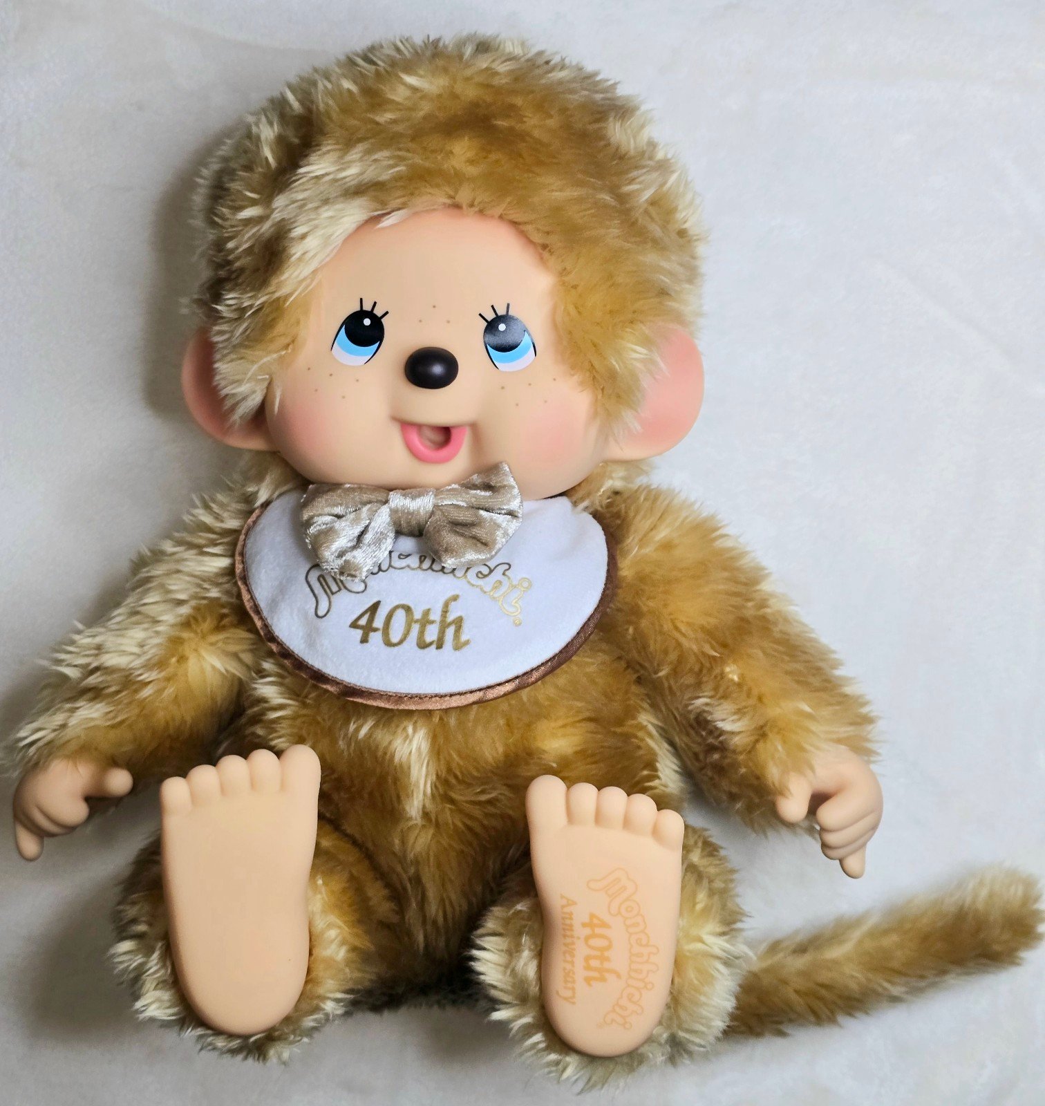 Large 40th Anniversary Gold Monchhichi Premium Sitting Boy Doll