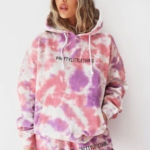 PRETTYLITTLETHING Pink Oversized Tie Dye Hoody