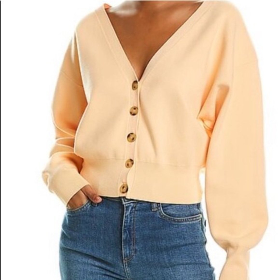 A.L.C. Peter ll Cropped Cardigan Light Orange Button Front Stretch M