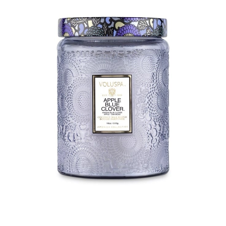 VOLUSPA. EST. 199% APPLE BLUE CLOVER... ANDEAN BLUE CLOVER APPLE • OAK MOSS COCO