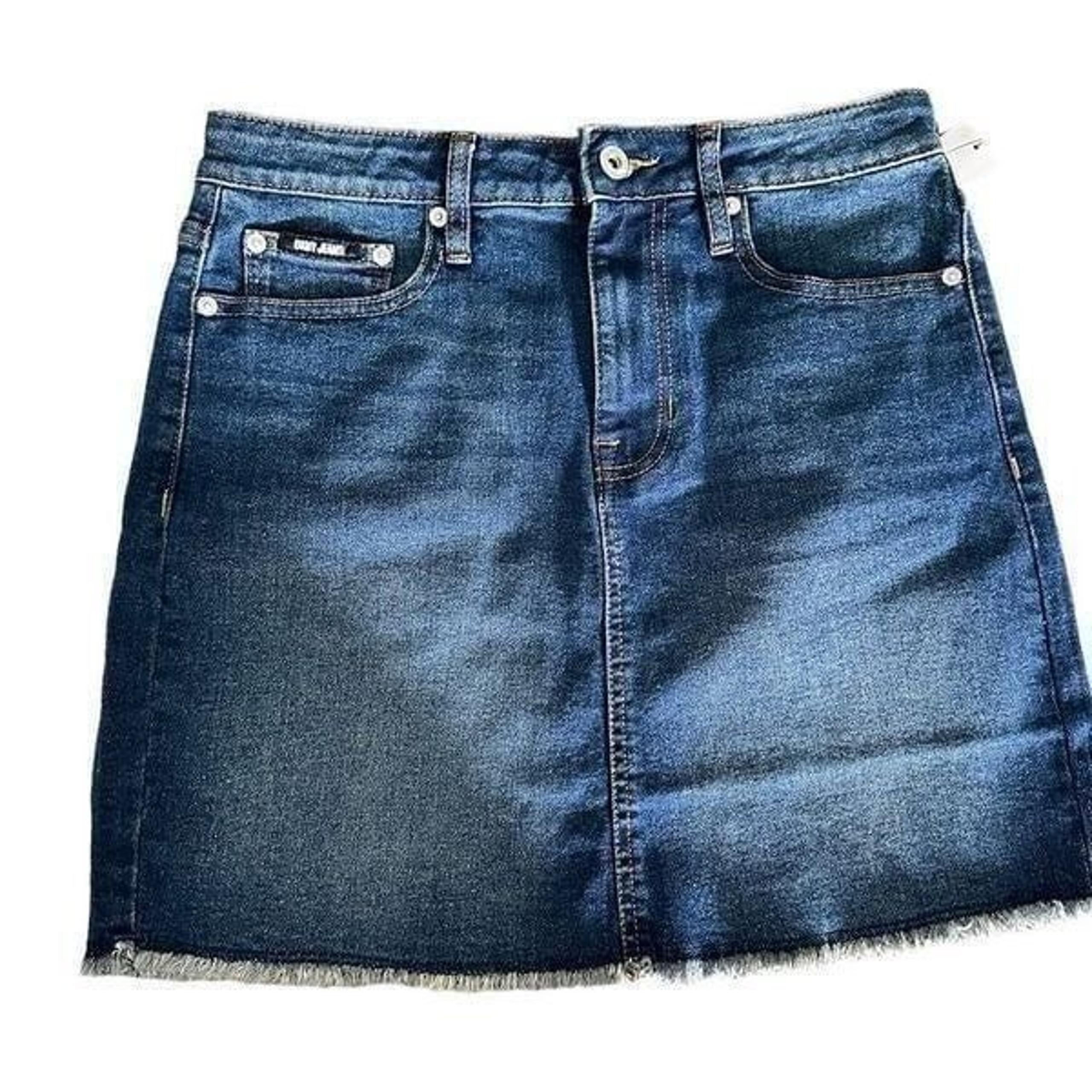NWT DKNY Women’s Blue Jean Mini Skirt Raw Hem - Size 6
