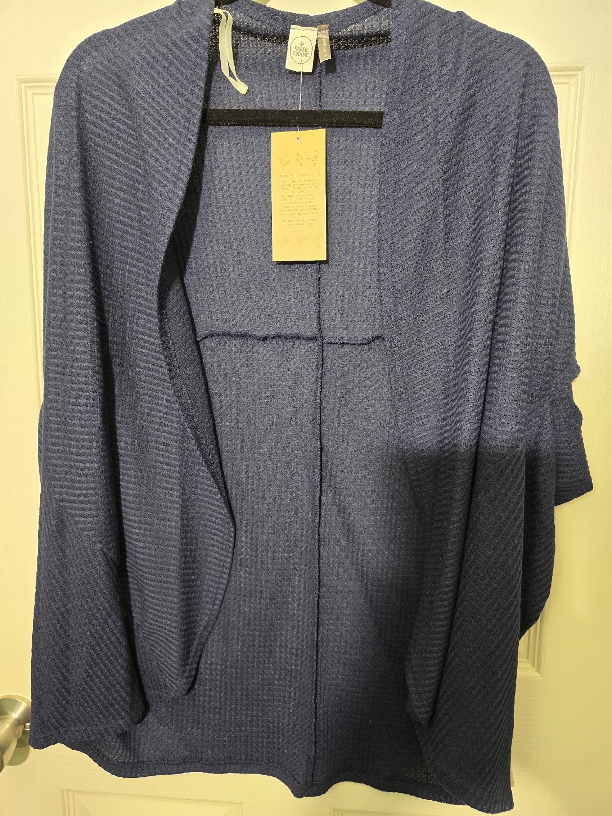 **NWT** Nordstrom Paper Crane Navy Waffle Open Cardigan Short Sleeve Medium