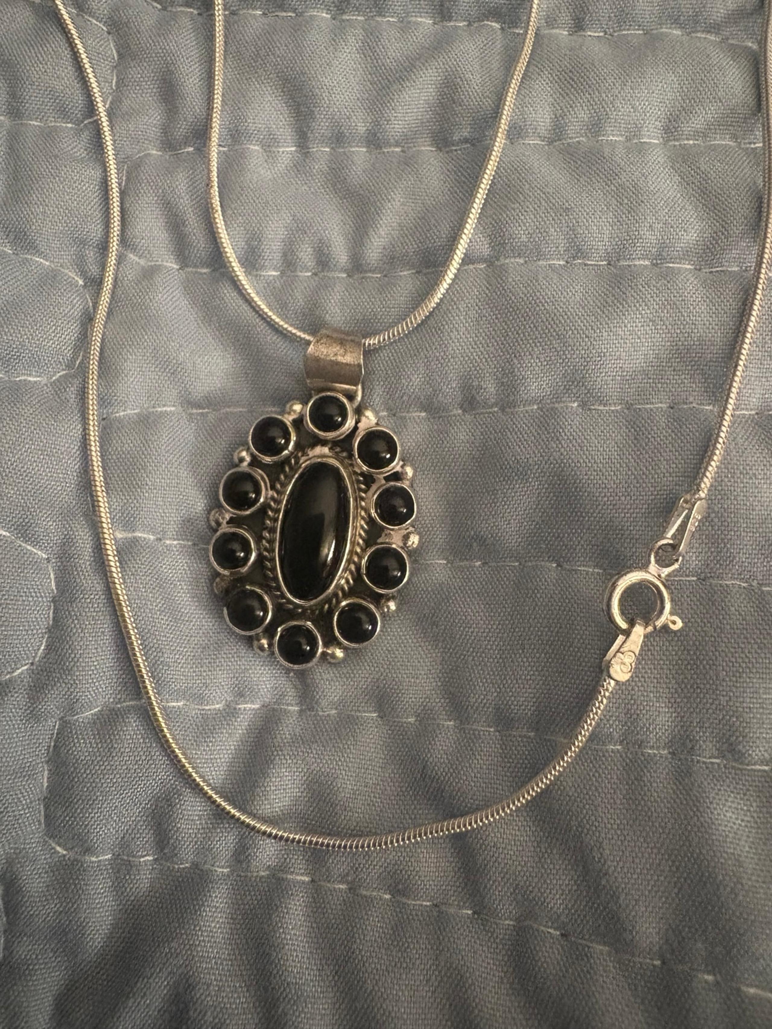 Geneva g.a. Onyx Sterling Necklace.