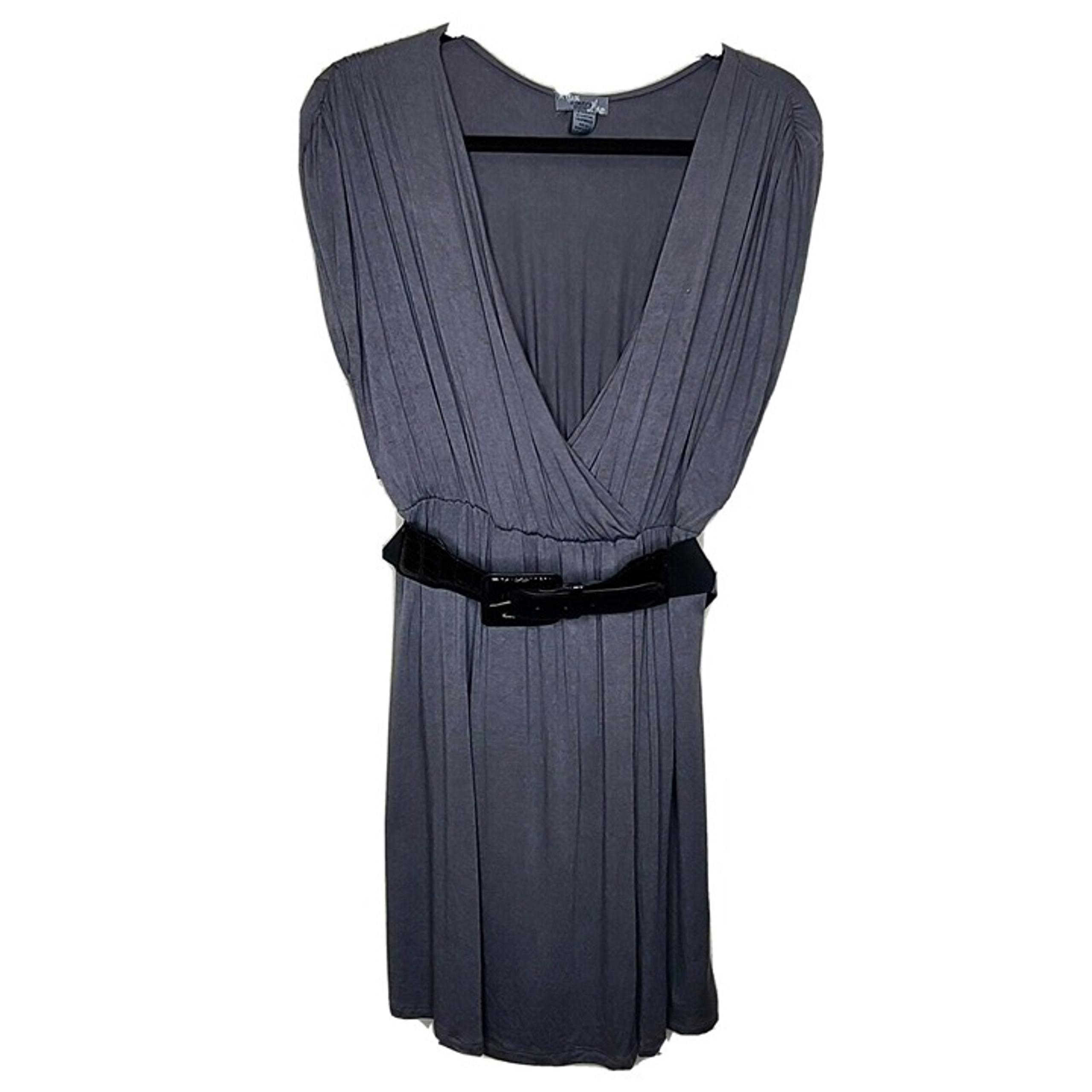 Poetry Dress Womens Medium Gray Knit Blouson Belted Stretch Casual Work Office