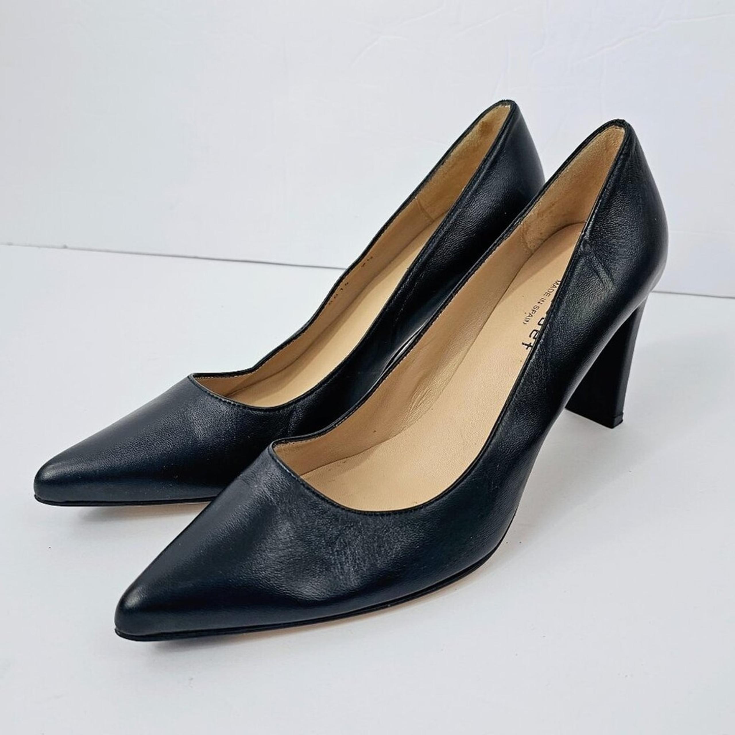 Jon Josef Women's Black Leather Pointed Toe Slip On Pumps Size 7.5