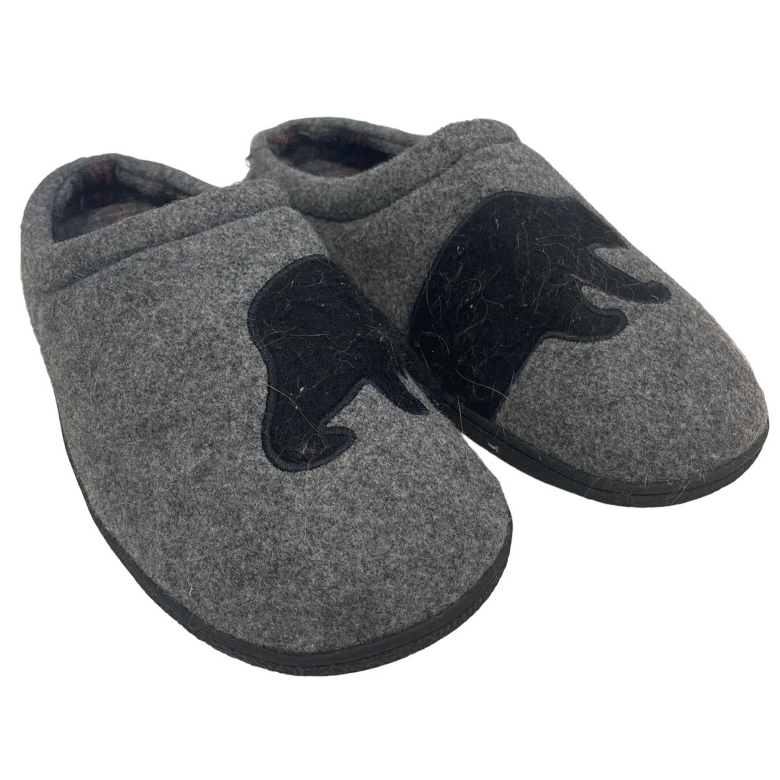 George Mens Size 13/14 Fabric Upper Rubber Sole Grizzly Bear House Slippers