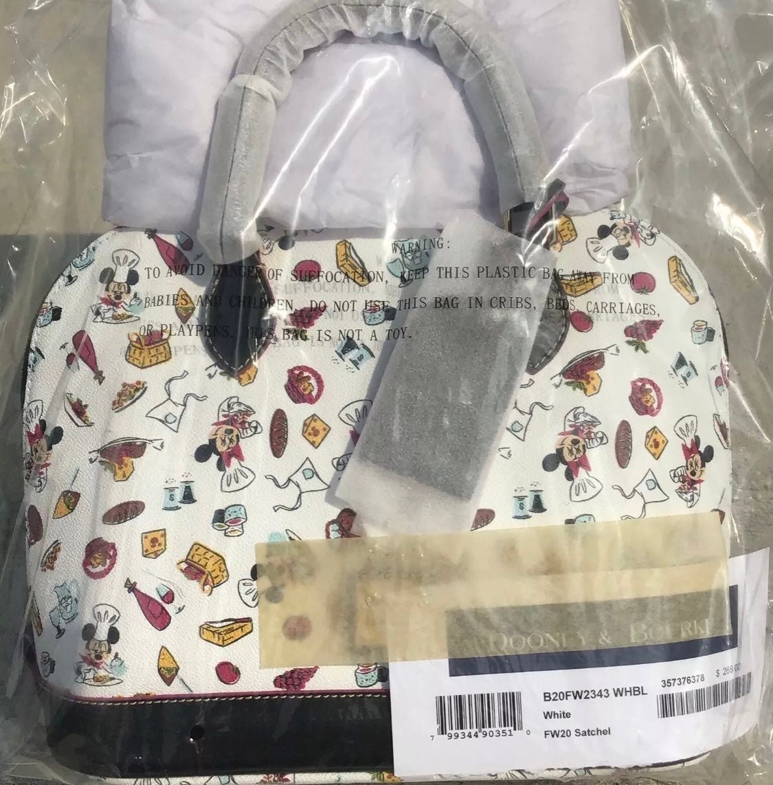 Dooney & bourke minnie mouse chef food and wine satchel disney foodie handbag