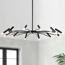 Black Farmhouse Chandelier for Dining Room Lighting Fixtures Hanging,