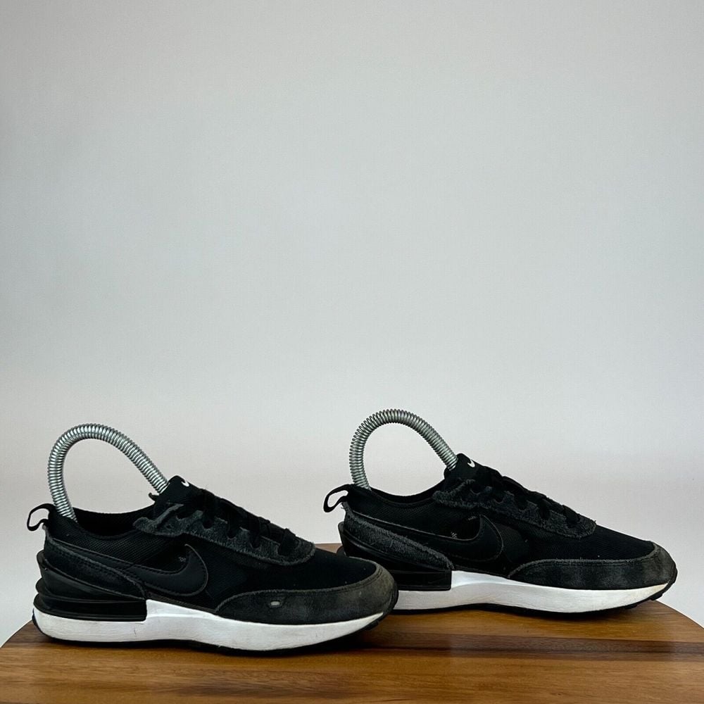 Kids Childrens Nike Waffle One Black Suede Athletic Shoes Sneakers Size 1 Y GUC