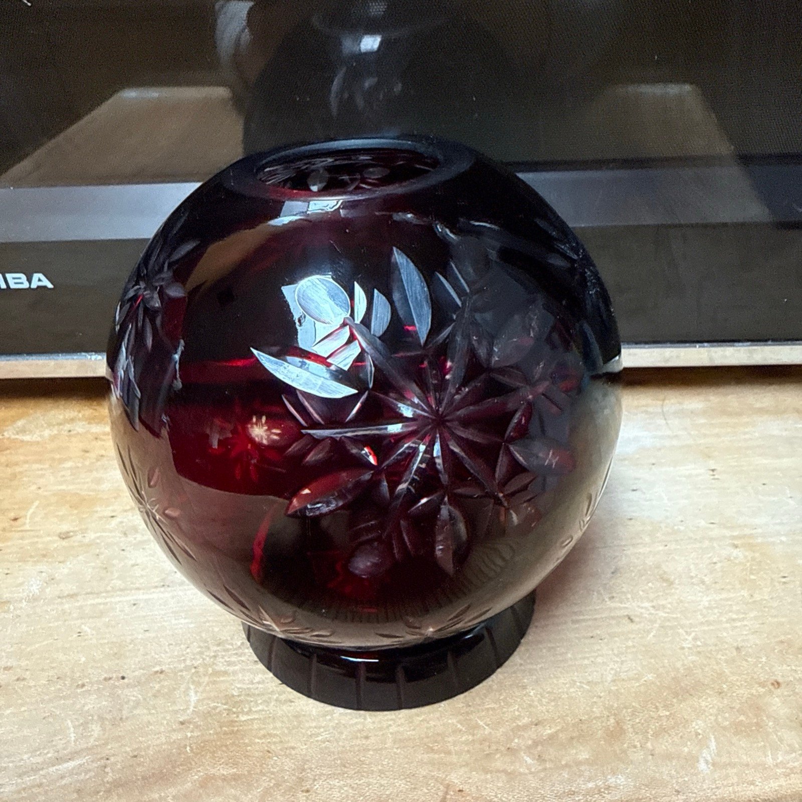 Vintage Bohemian cranberry cut to clear round fairy light