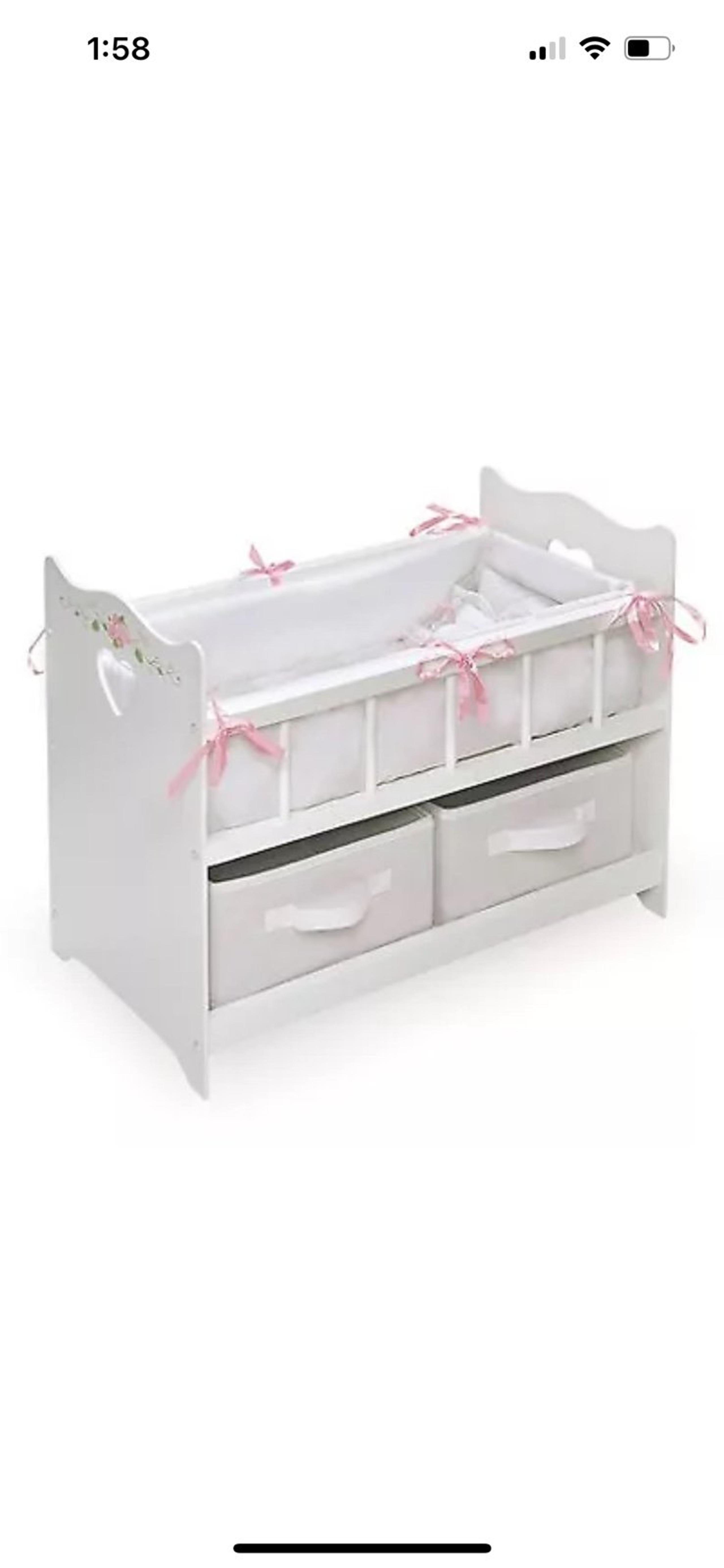 Badger Basket Doll Crib W Bedding Two Baskets and Free Personalization
