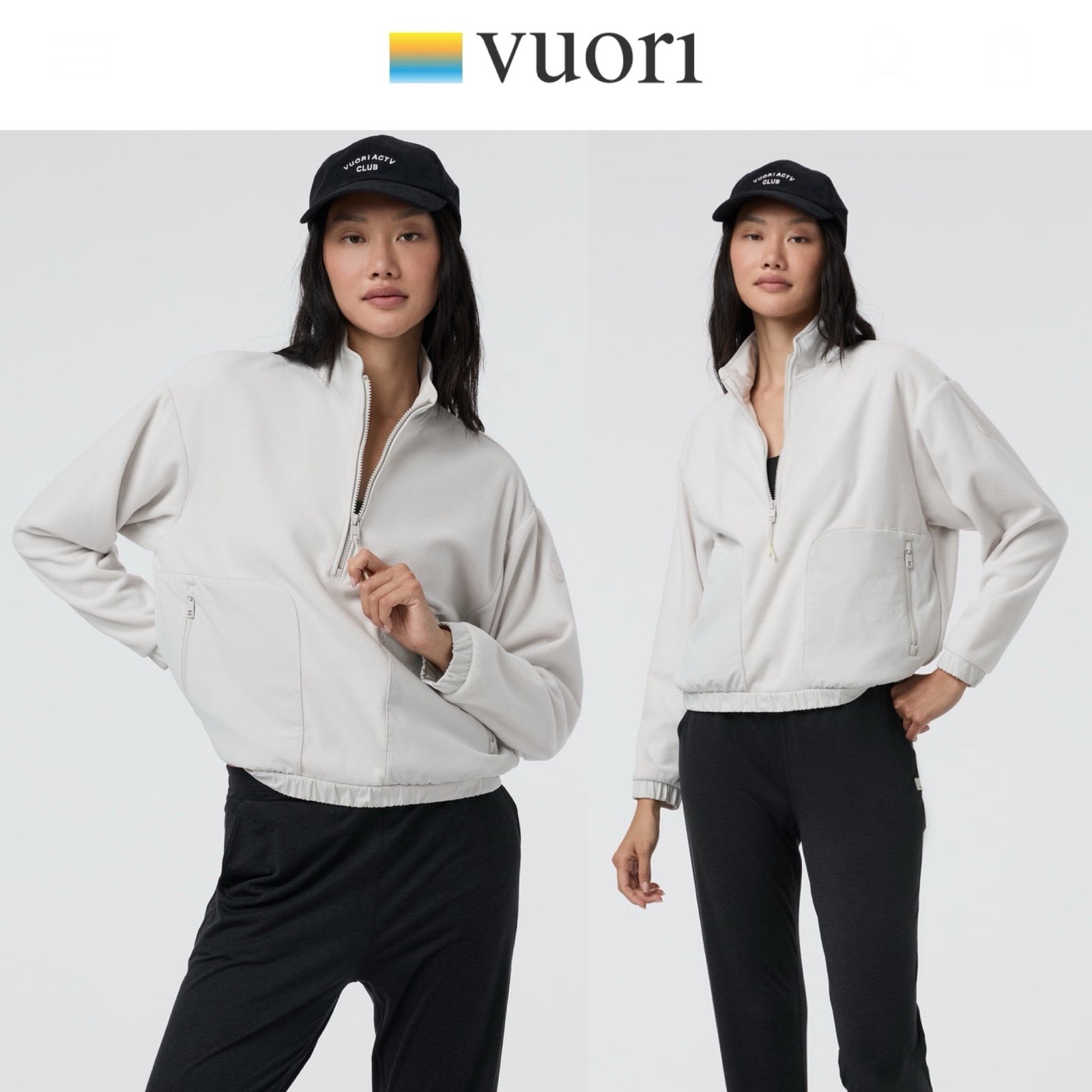 Vuori Women's Aspen Half Zip Fleece Pullover in Salt sz XL NWT 148