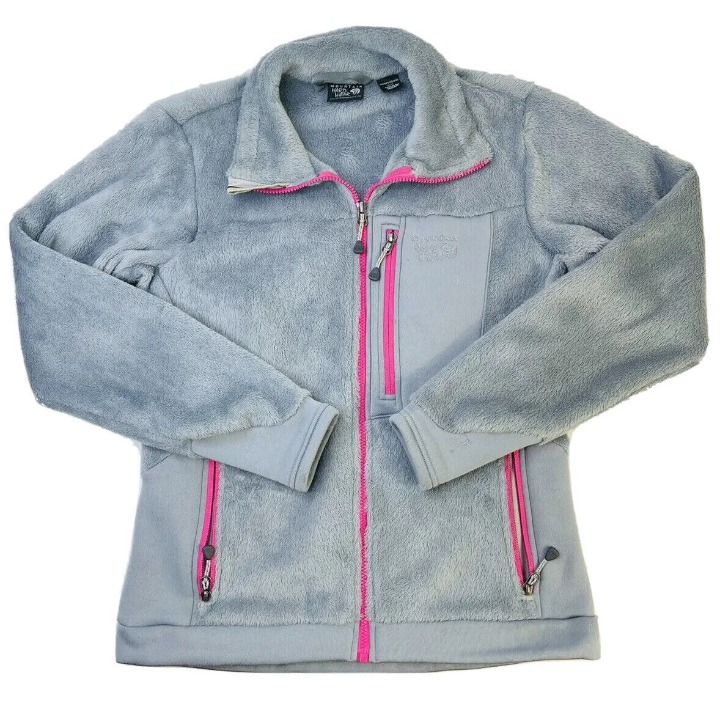 Mountain Hardware Spell Out Fuzzy Fleece Zip Jacket Gray Womens Medium