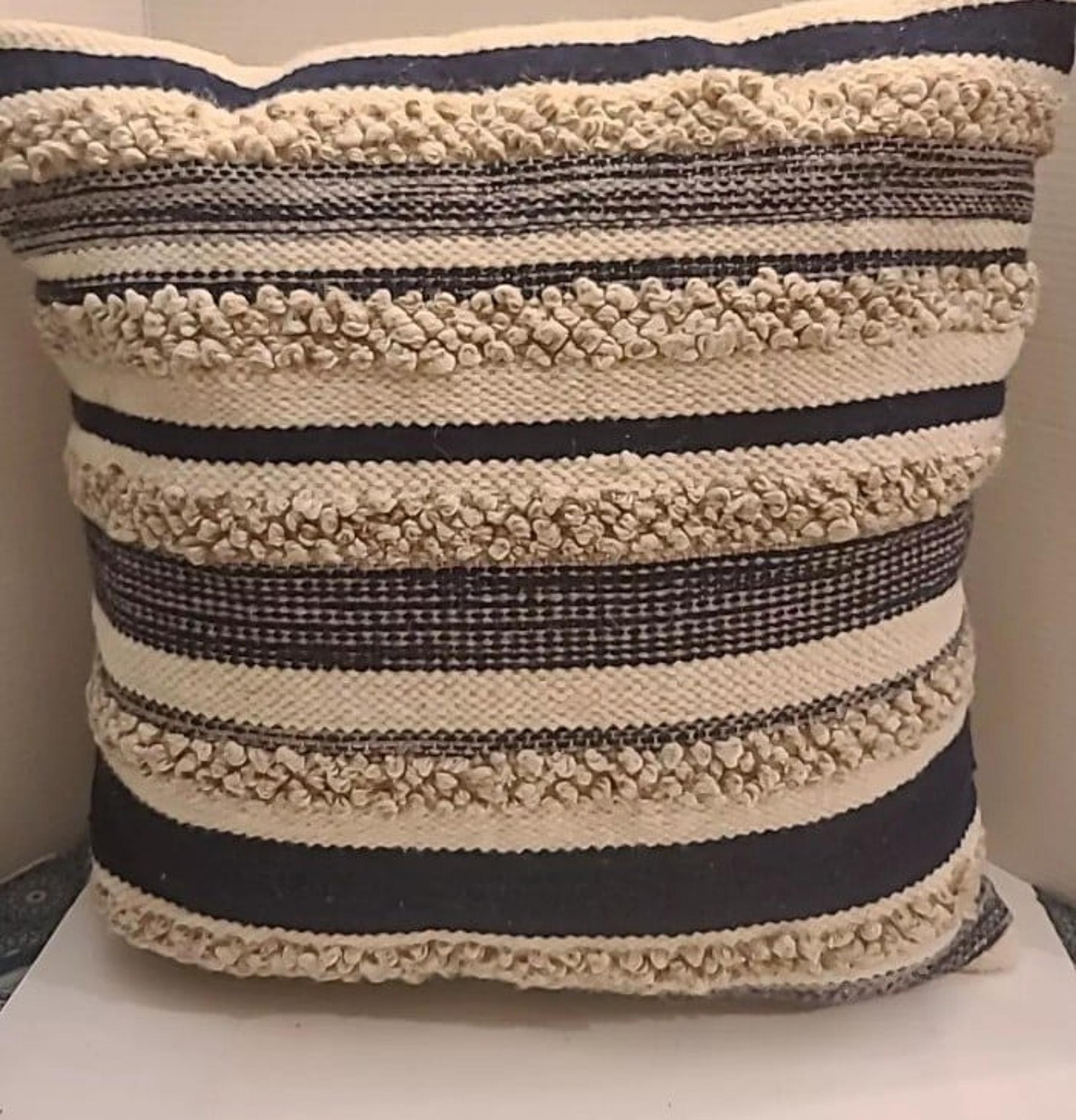 Magnolia Home by Joanna Gaines - Zander Navy  Square Pillow, Pre-owned.