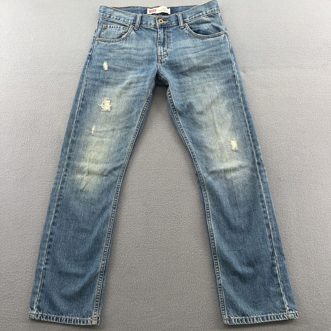 Levis 513 Jeans Women’s Sz 16 Medium Wash Distressd Slim Straight