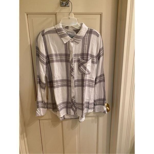 RAILS button down grey white plaid shirt size small