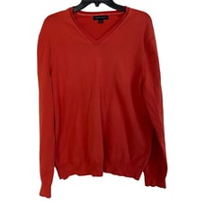 Banana Republic Men's Light Weight V-neck Sweater Orange Large 44% Silk