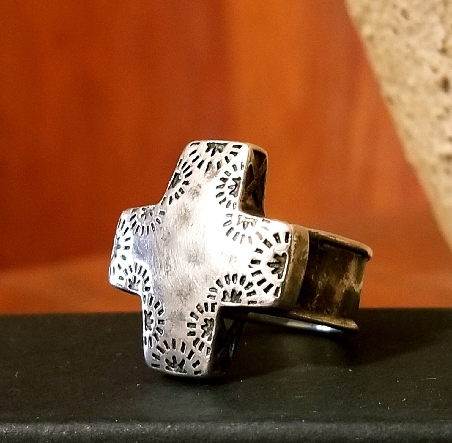 RARE Silpada Sterling Silver Cross Ring, Sz 10