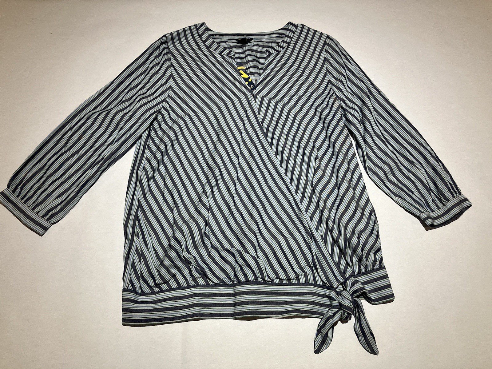 Nautica long sleeve front side tie small womans shirt striped nautical oversized
