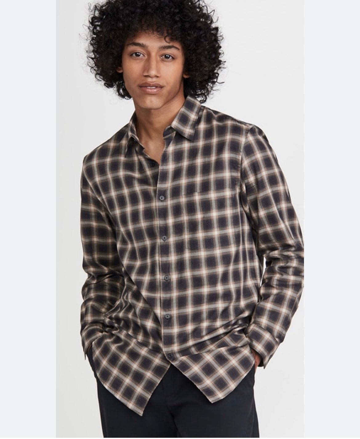Theory Noll Flanella Top plaid button down