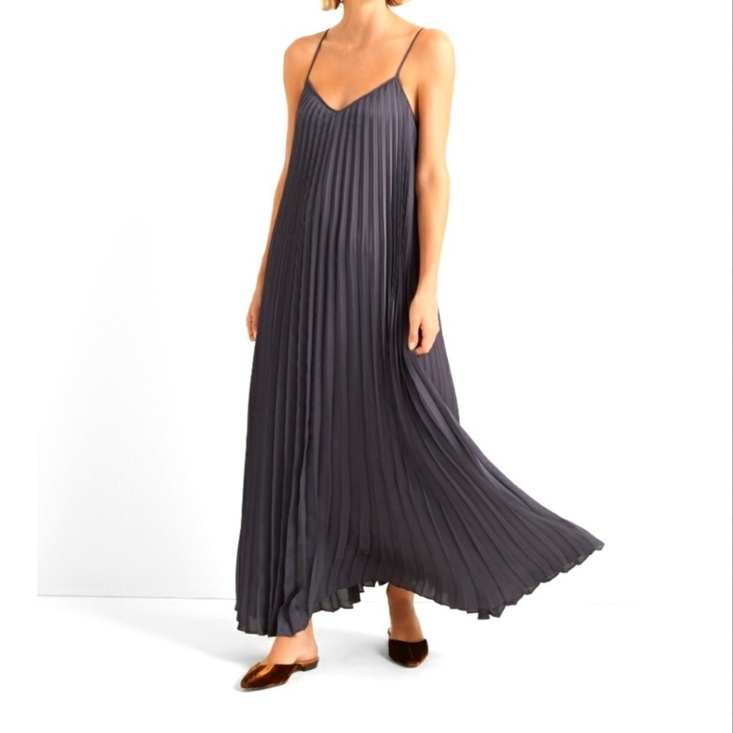 Club Monaco Strappy Pleated Maxi Dress Dark Gray Womens 4