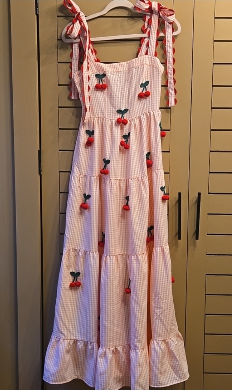 Rareraw Cherry Applique Gingham Dress Size Small