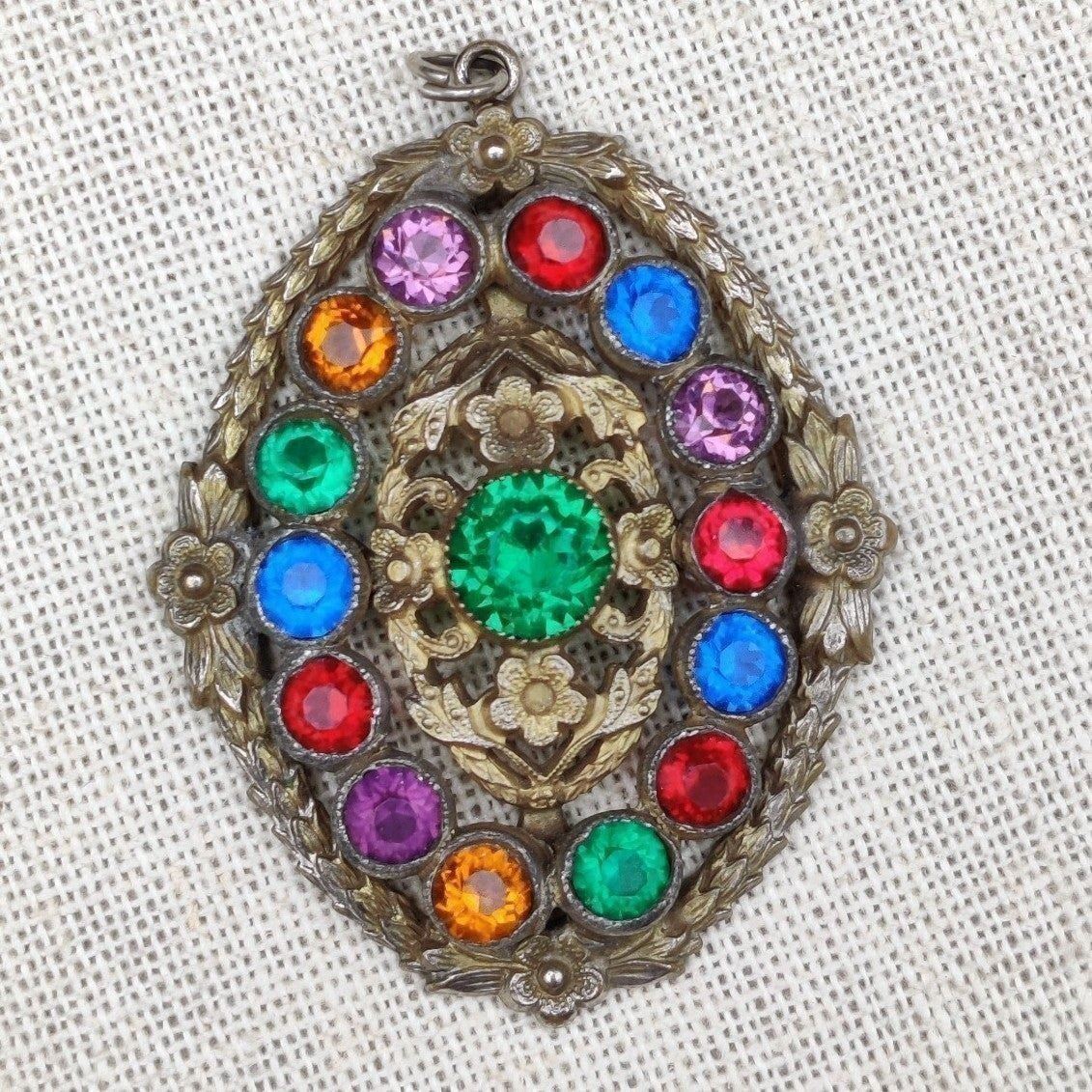 Large antique Czech glass pendant