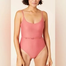 NWT Andie Women's The Riviera One Piece Swimsuit Open Back Pink Size M
