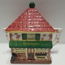 Vintage Hallmark Jan Karon Hand Painted Chelsea Tea Shop Pot Art Deco Cute Dog