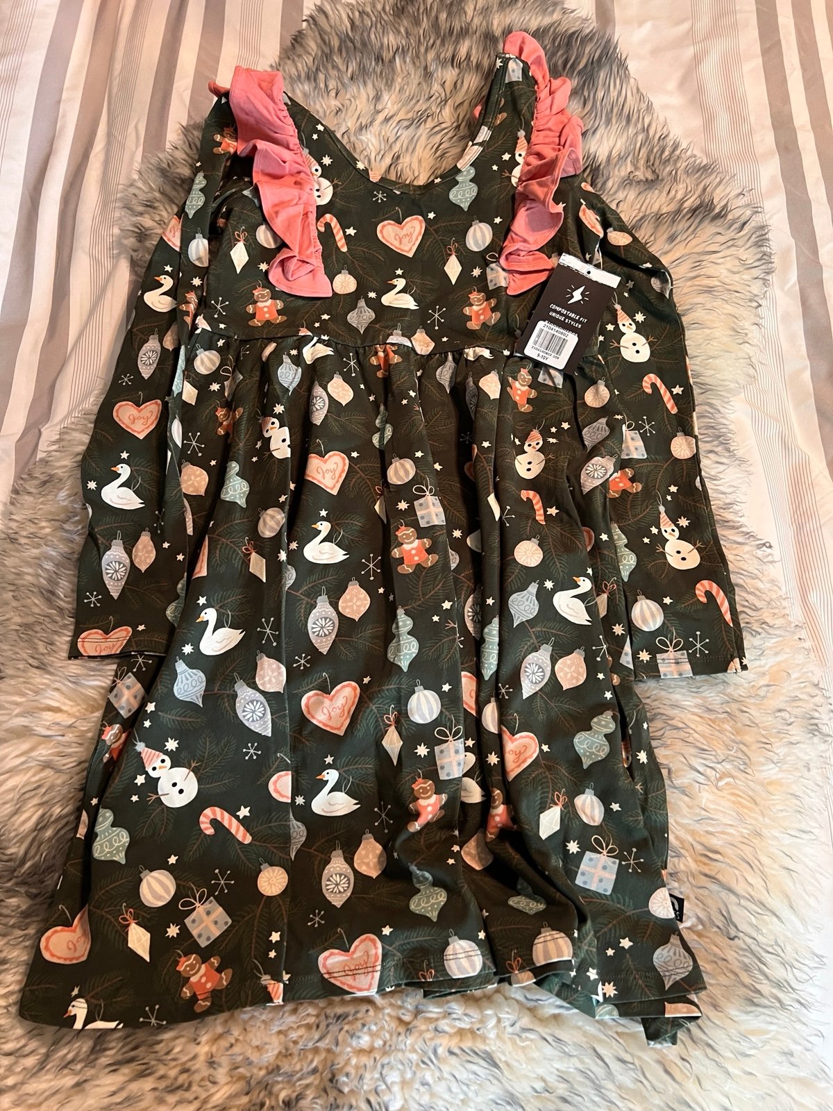 Girls Rags Christmas 9/10 NWT Dress Green and Peach