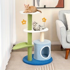 4-Tier Modern Cat Tree Tower, Kitten Activity Center With Sisal Scratching Post