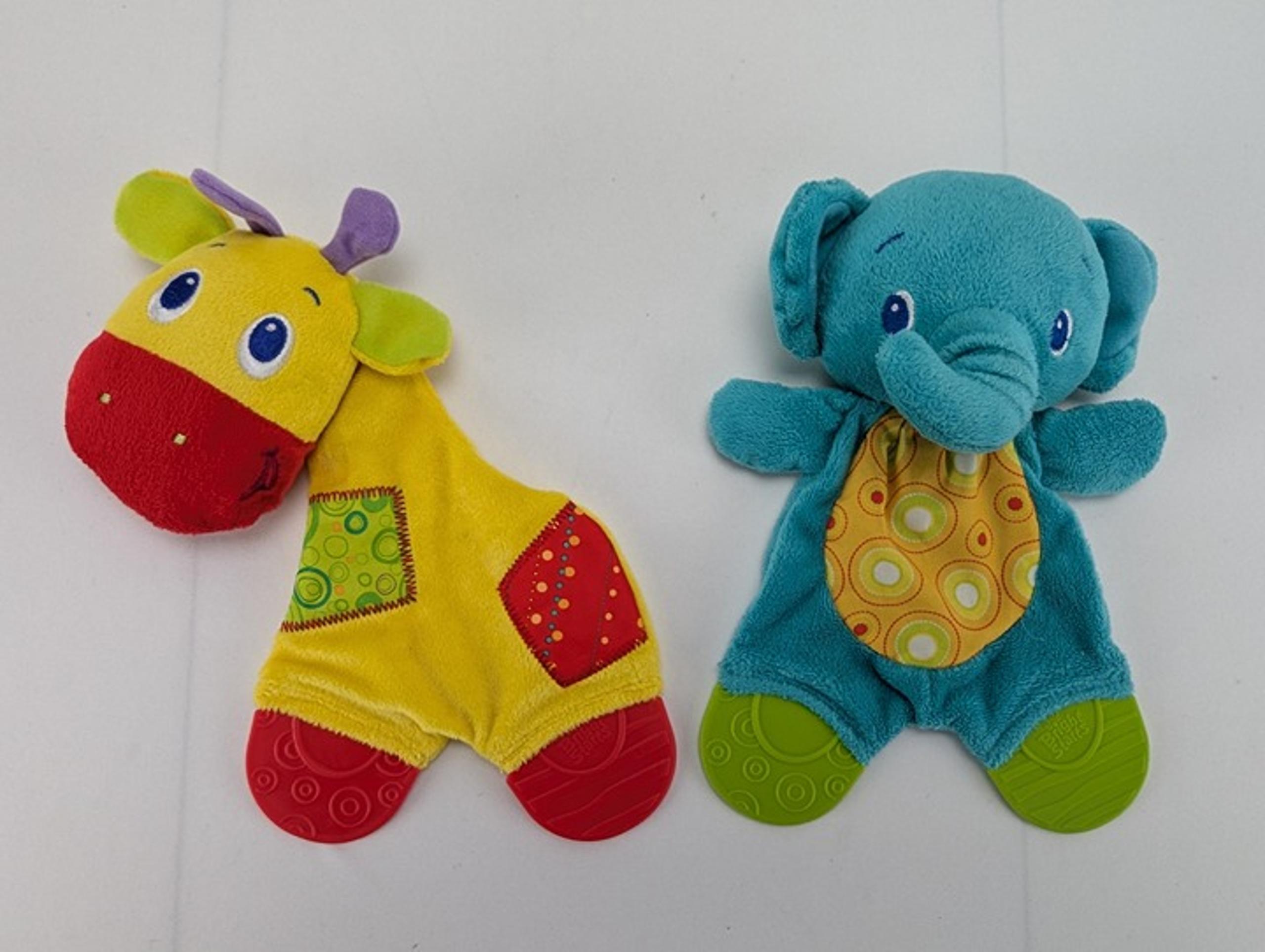 Bright Starts Elephant & Giraffe Crinkle Baby Toys Teethers Plush Unisex