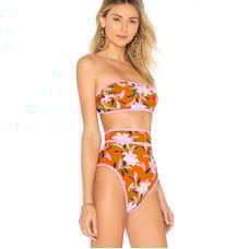 DIANE VON FURSTENBERG Cheeky High-Waist Floral-Print Swim Bikini Bottoms Small