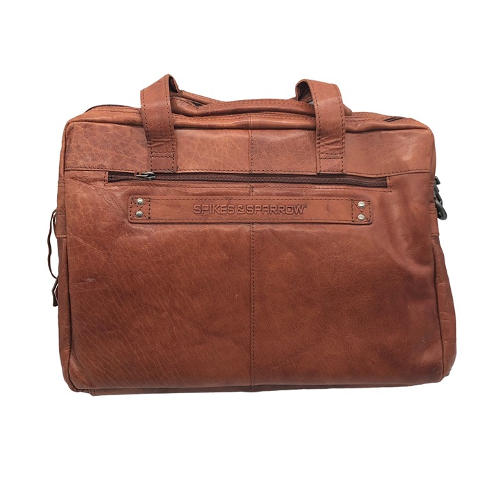 Spikes & Sparrow Sawyer Genuine Leather Business Laptop Messenger Bag Brandy