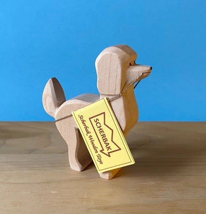 Poodle dog white/cream Waldorf wood toy